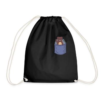 Porcupine Chest Pocket Hystricidae Spiked Animal - Drawstring Bag - black - Front