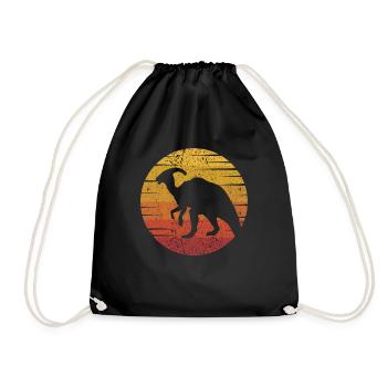 Retro Parasaurolophini Dinosaur Lover - Drawstring Bag - black - Front