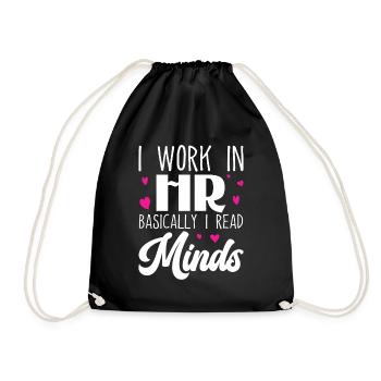 I Work in HR Basically I Read Minds - HR - Drawstring Bag - black - Front