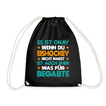 Eishockey Für Begabte Eishockeyspieler Geschenk - Turnbeutel - Schwarz - Vorne