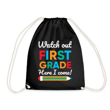 Hello 1st Grade Back To School First Day - Drawstring Bag - black - Front