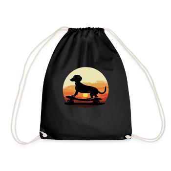 Dachshund skateboard dog, Weenie Dog - Turnbeutel - Schwarz - Vorne