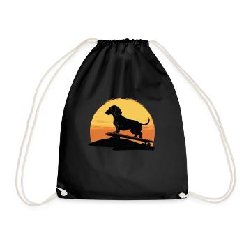 Dachshund skateboard dog, Weenie Dog - Turnbeutel - Schwarz - Vorne