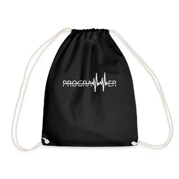 Programmer Heartbeat Programming Computer Coder - Drawstring Bag - black - Front