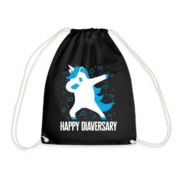 Diabetes-Bewusstseins-Shirt, Happy Diaversary - Turnbeutel - Schwarz - Vorne