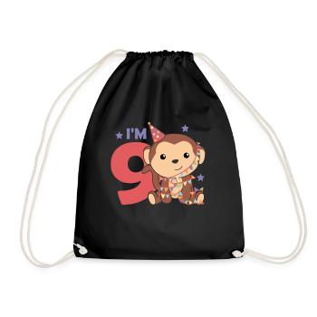 Singe pour le neuvième anniversaire des enfants de 9 ans - Sac de sport léger - noir - Devant
