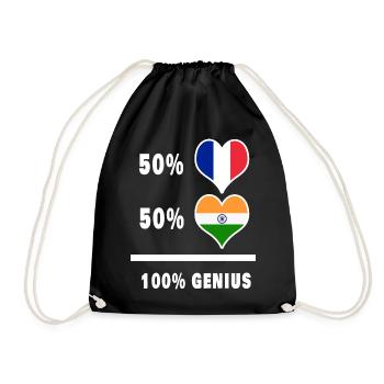 L'Inde et la France 100% génial Drapeaux Design - Sac de sport léger - noir - Devant