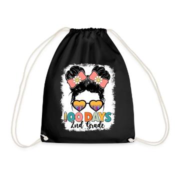 Second Grade Rainbow Girls Boys Teacher Team 2nd - Drawstring Bag - black - Front