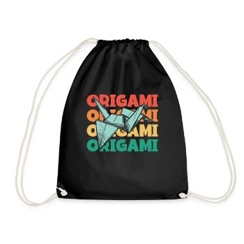 Retro Text Papier Kranich Falten Eule Meister Origami - Turnbeutel - Schwarz - Vorne