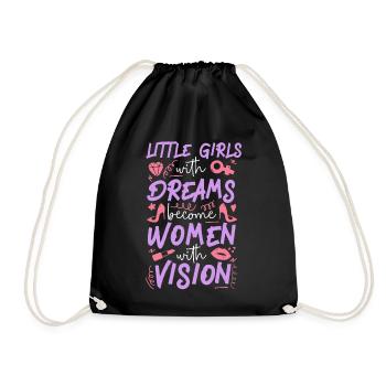 Petites filles féministes avec des rêves - Sac de sport léger - noir - Devant