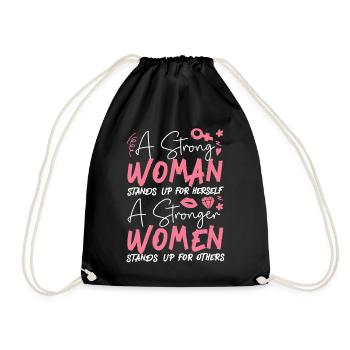 Feminist A Strong Woman Stands Up - Turnbeutel - Schwarz - Vorne