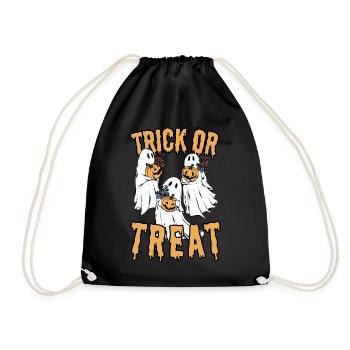 Trick or Treat Halloween design with ghosts - Drawstring Bag - black - Front