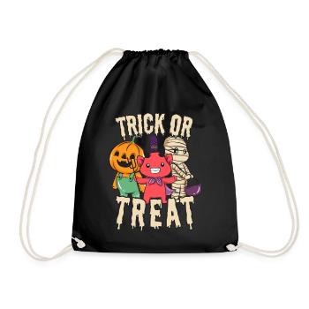 Trick or Treat Halloween Mumie Teufel und Kürbis - Turnbeutel - Schwarz - Vorne
