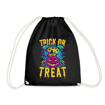 Psychedelic Halloween Design: Trick or Treat! - Drawstring Bag - black - Front