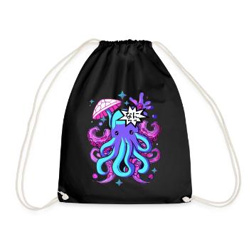 kawaii Oktopus Otaku Krake Tintenfisch - Turnbeutel - Schwarz - Vorne