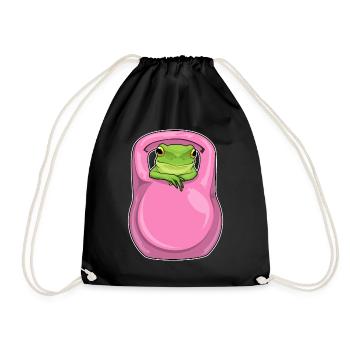 Frog Bodybuilder Dumbbell Bodybuilding - Drawstring Bag - black - Front