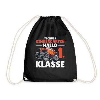 Tschüss Kindergarten Hallo 1. Klasse Schulkind - Turnbeutel - Schwarz - Vorne