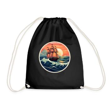 Segelschiff Seemann - Turnbeutel - Schwarz - Vorne
