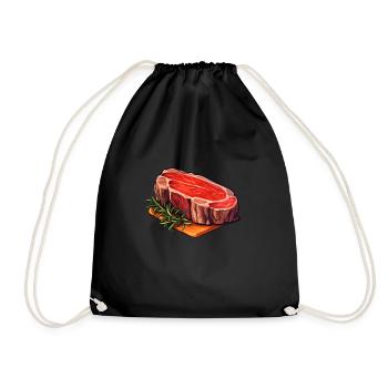 Steak Meat Food - Drawstring Bag - black - Front