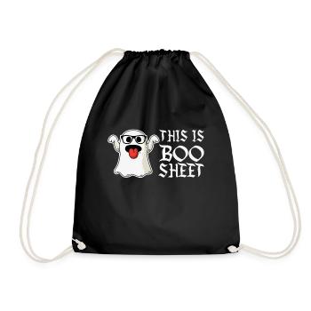 This Is Boo Sheet: Funny Halloween Ghost - Drawstring Bag - black - Front