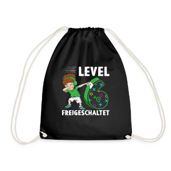 Level 6 Jahre Geburtstagsshirt Gamer 2017 - Turnbeutel - Schwarz - Vorne