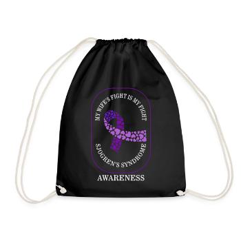 Sjögren's Syndrome Awareness Shirt, My Wife's - Drawstring Bag - black - Front