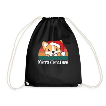 merry Christmas Retro Corgi Weihnacht - Turnbeutel - Schwarz - Vorne