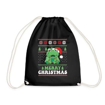 Joyeux Noël rétro moche grenouille de Noël - Sac de sport léger - noir - Devant