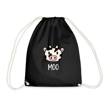 Cute Cow Kawaii Farm Funny Animals - Drawstring Bag - black - Front