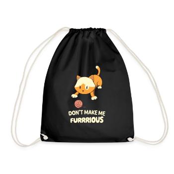 Cute kitten plays yarn role cat lover - Drawstring Bag - black - Front