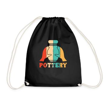 Retro Pottery Hobby Pottery Pro Wheel Lover - Drawstring Bag - black - Front