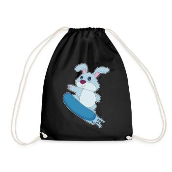Rabbit Snowboarder Snowboard - Drawstring Bag - black - Front