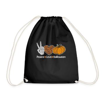 Gruseliges Halloween-Design: Peace Love Pumpkin - Turnbeutel - Schwarz - Vorne