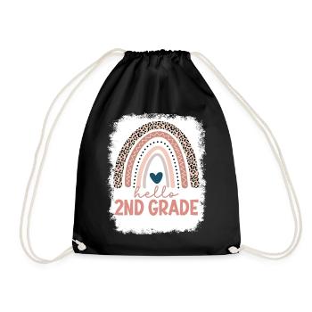Second Grade Rainbow Girls Boys Teacher Team 2nd - Drawstring Bag - black - Front