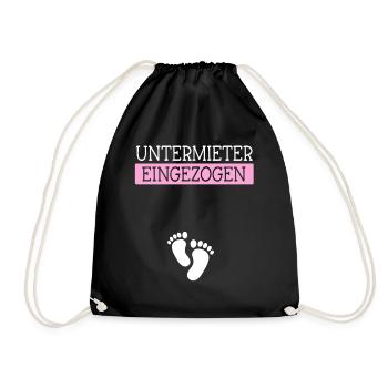 Untermieter Eingezogen - Schwanger Mama - Turnbeutel - Schwarz - Vorne