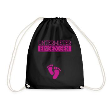 Untermieter Eingezogen - Schwanger Mama - Turnbeutel - Schwarz - Vorne
