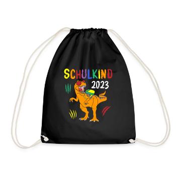 Schulkind 2023 Dino - Turnbeutel - Schwarz - Vorne