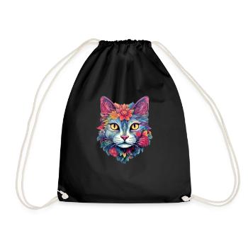 Conception florale esthétique pour chat - Sac de sport léger - noir - Devant