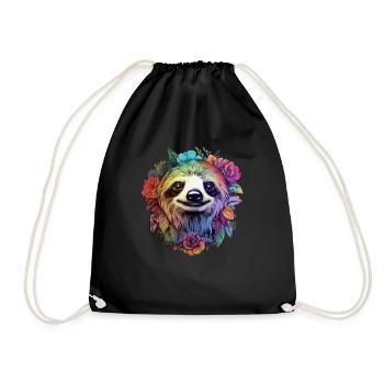 Sloth Aesthetics Flower - Drawstring Bag - black - Front