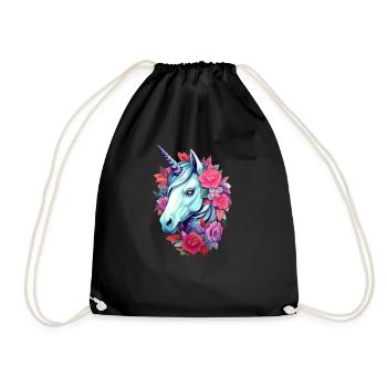 Unicorn Floral Aesthetics - Drawstring Bag - black - Front