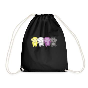 Nonbinary Monkey Flag Pride LGBTQ Cute Monkey - Drawstring Bag - black - Front