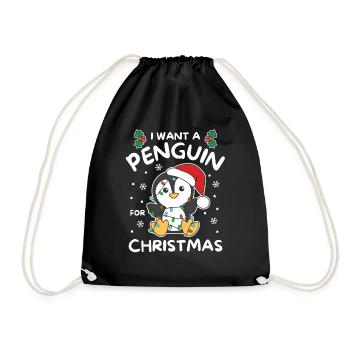 Je veux un pingouin pour Noël pingouins mignons - Sac de sport léger - noir - Devant