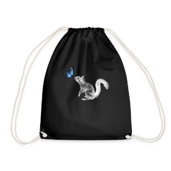 Squirrel with butterfly - Drawstring Bag - black - Front