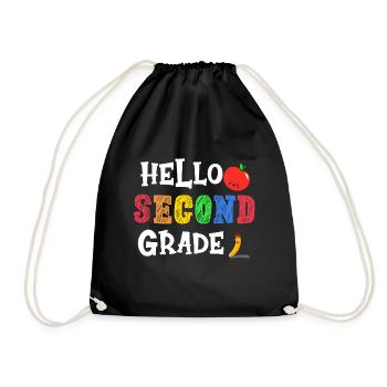 Second Grade Rainbow Girls Boys Teacher Team 2nd - Drawstring Bag - black - Front