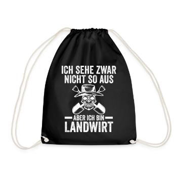 Landwirtschaft Bauer Landwirt - Turnbeutel - Schwarz - Vorne