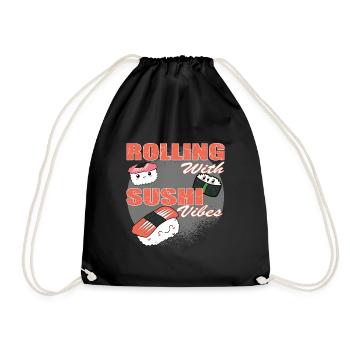 Sushi Vibes Rolling japanese Foodie love - Drawstring Bag - black - Front