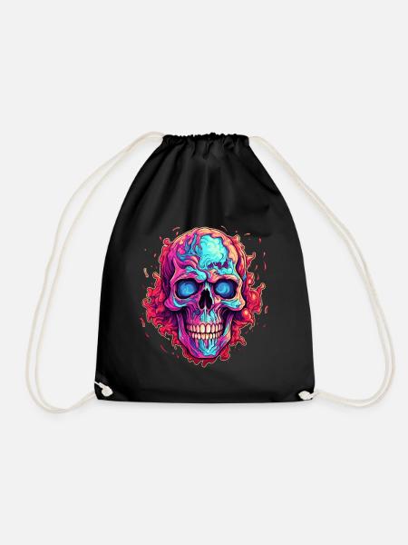 Crazy Skull - Bunter Totenkopf - Turnbeutel - Schwarz
