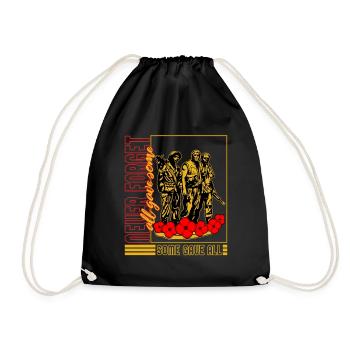 Memorial Day Shirt, Never Forget Poppy Flower Tee - Drawstring Bag - black - Front