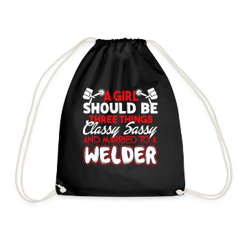 Welder Married To A Welder - Drawstring Bag - black - Front