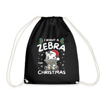 Ich will ein Zebra zu Weihnachten süße Zebras - Turnbeutel - Schwarz - Vorne